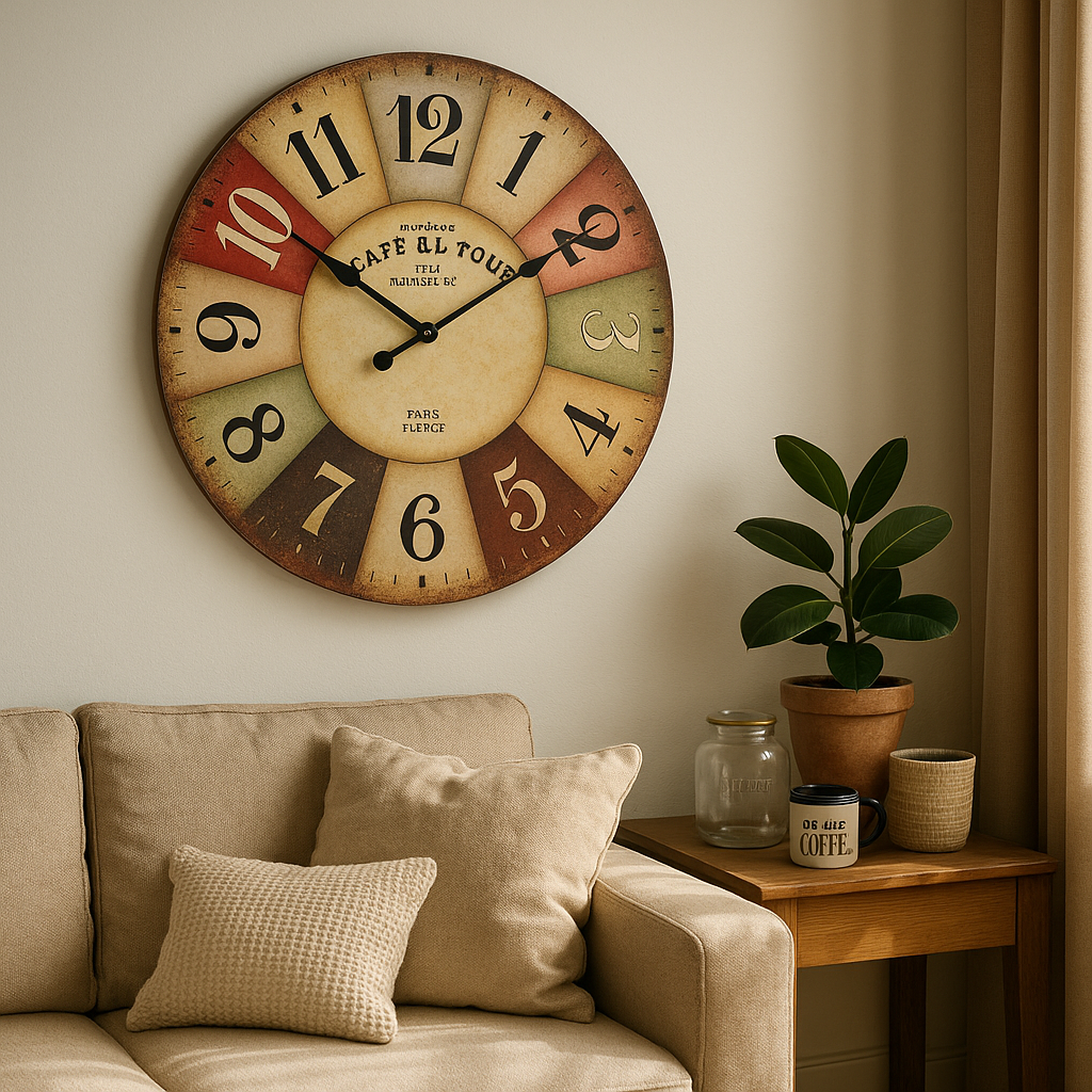 Horloge Murale Silencieuse Vintage Café