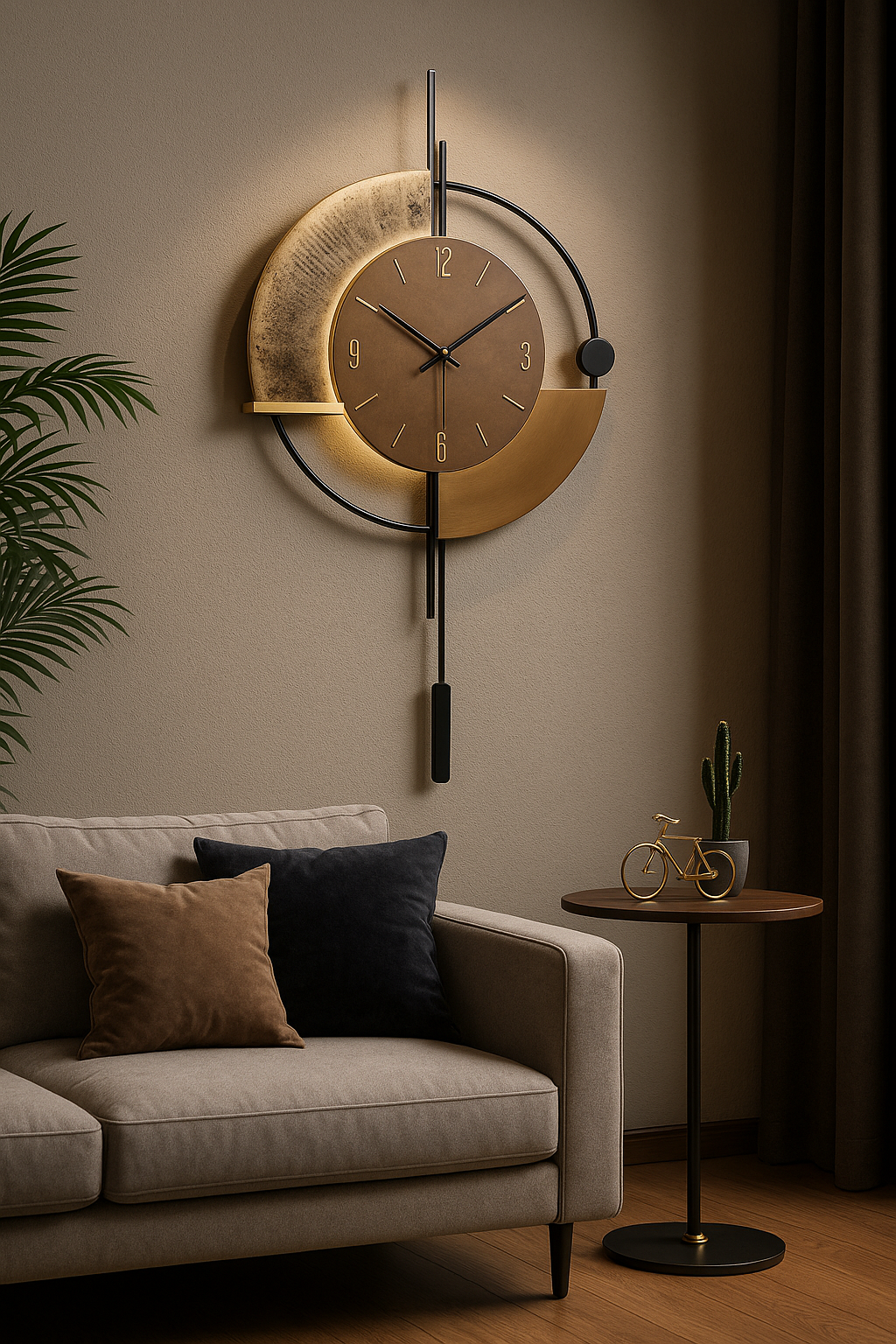 Horloge Murale Moderne en Fer et Bois