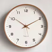 Horloge Murale Silencieuse en Bois Massif avec Mouvement Quartz